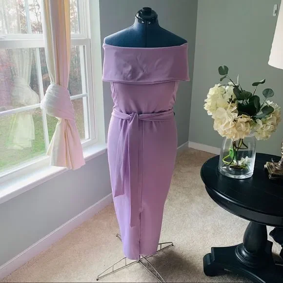 Boohoo + Berdot Tie Belt Midi Dress NWT Size 24 - Picture 3 of 6